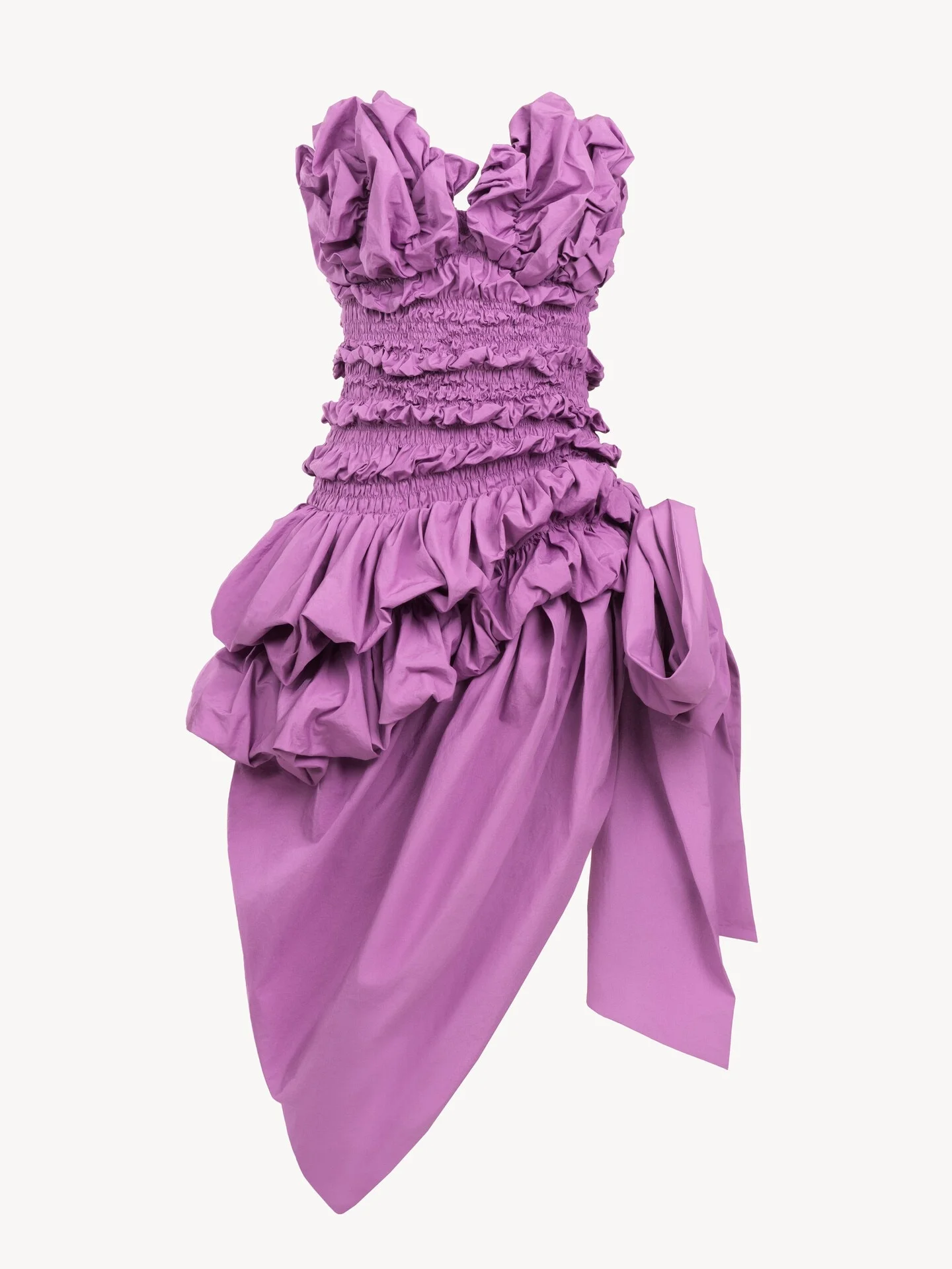 RUCHED BUSTIER MINI DRESS IN COTTON POPLIN - 1