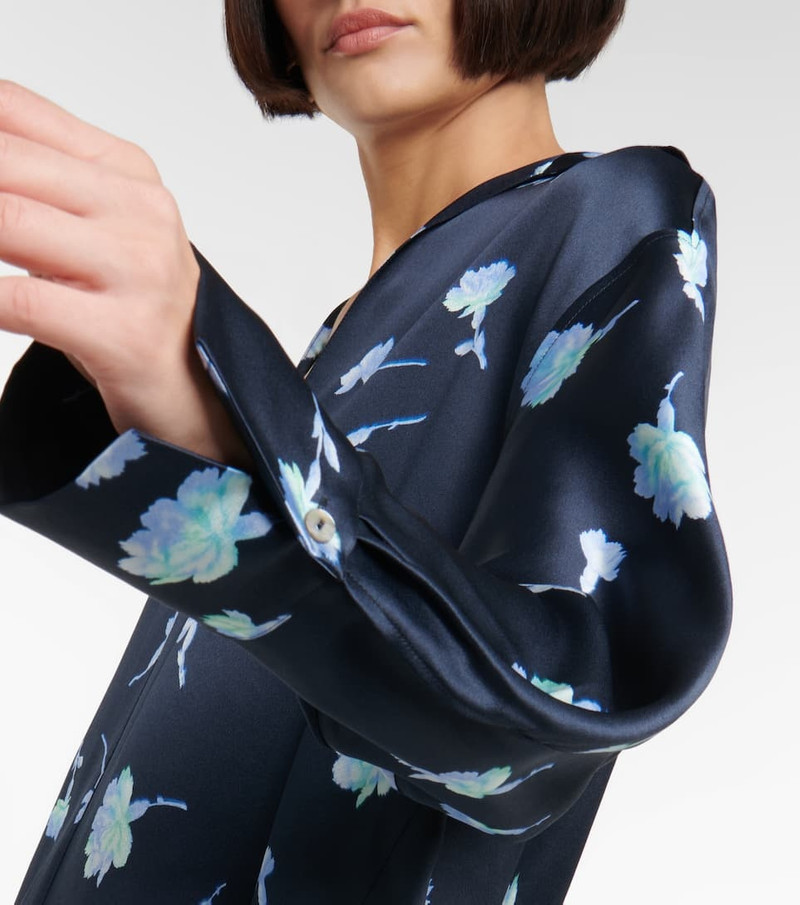 Floral V-neck silk blouse 5