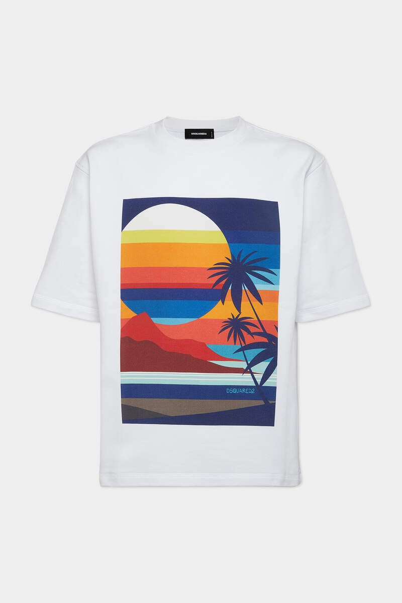 SUMMER LOVERS LOOSE FIT SHORT SLEEVE SUNSET CREWNECK 1