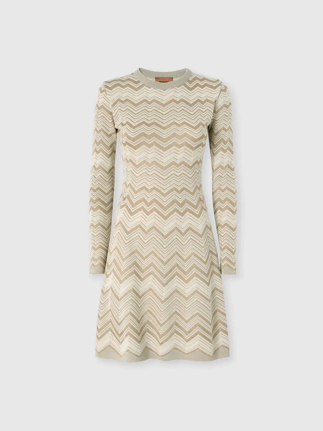 Zig zag viscose and wool crewneck dress - 1
