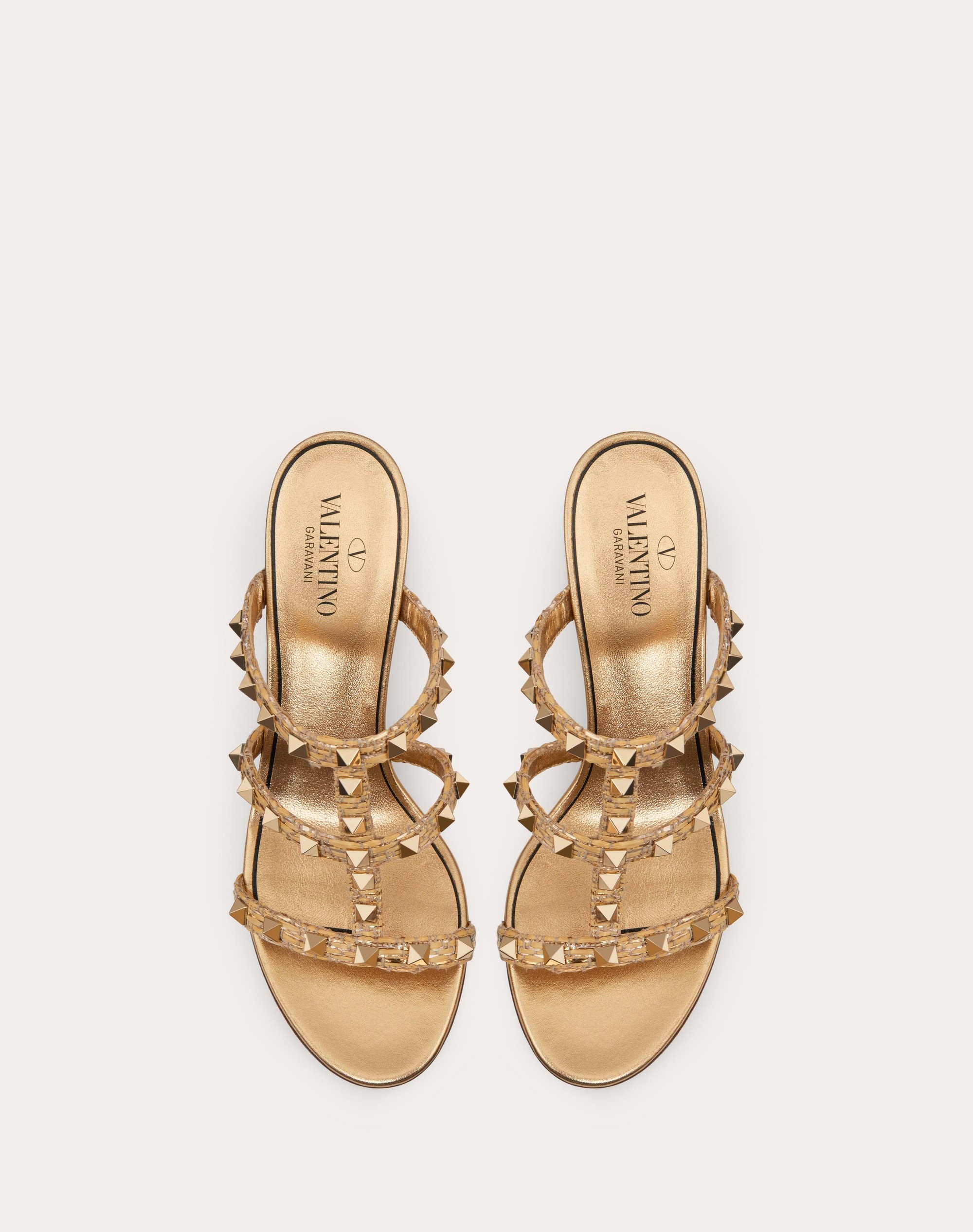 Valentino ROCKSTUD RAFFIA SLIDE SANDAL 60MM | REVERSIBLE