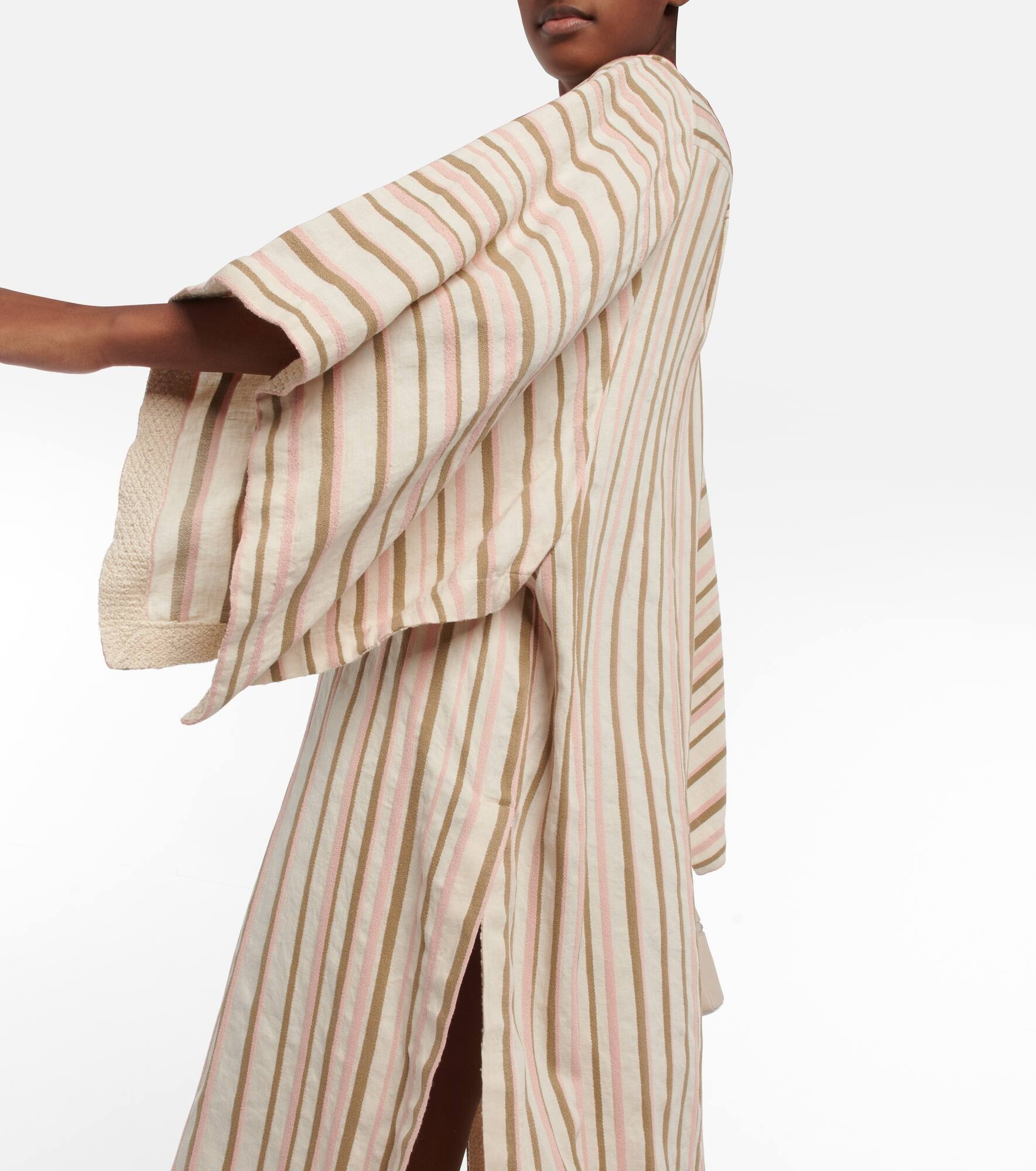 Striped linen-blend midi dress - 6