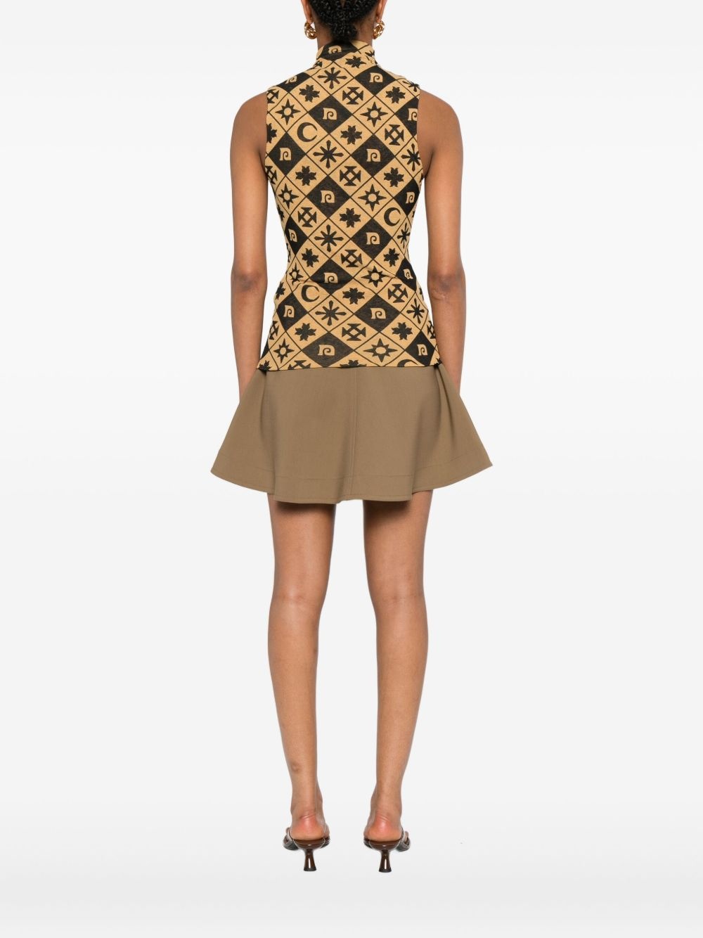 geometric-pattern sleeveless top - 4