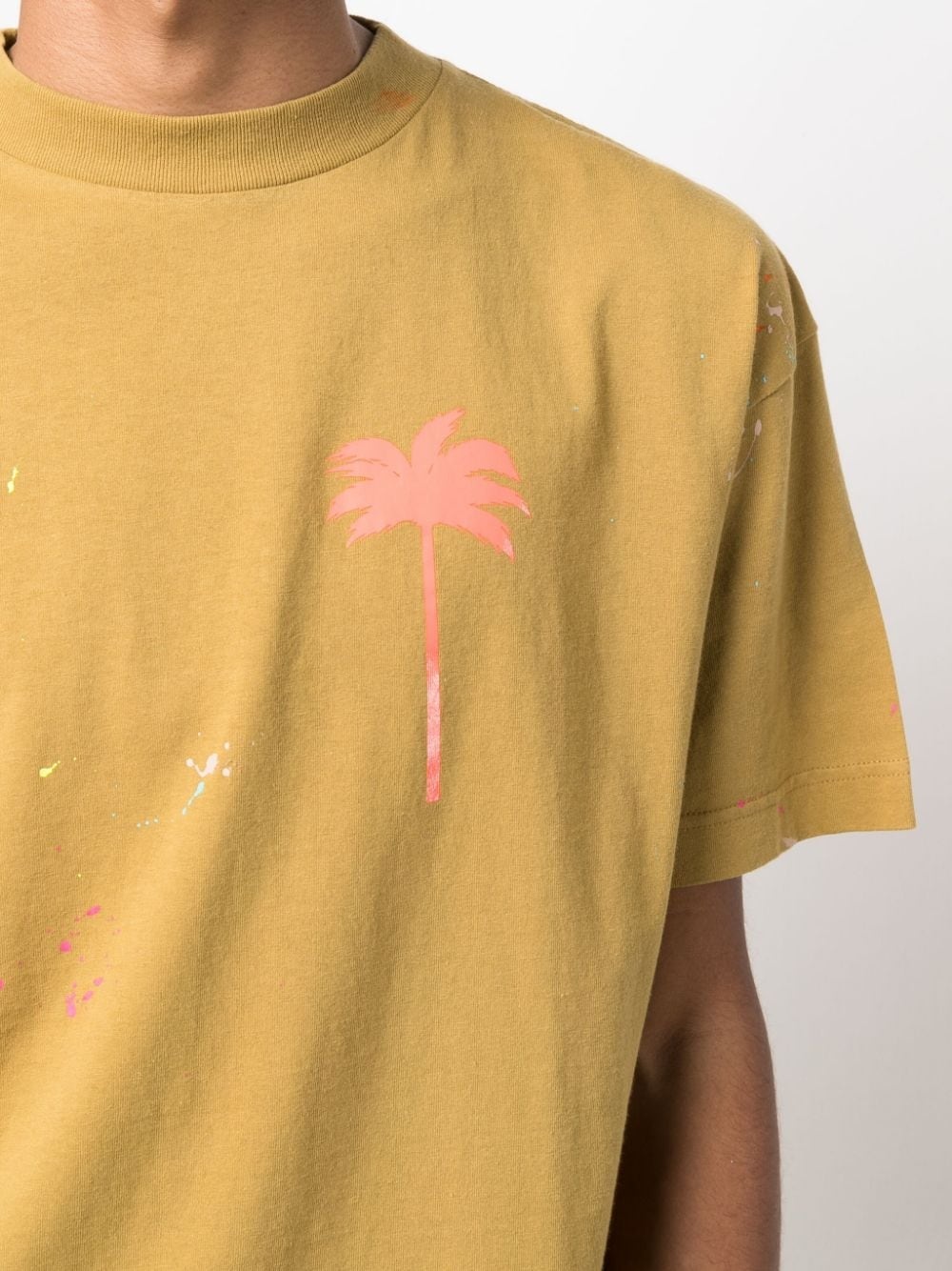 palm tree-print spray-paint effect T-shirt - 5