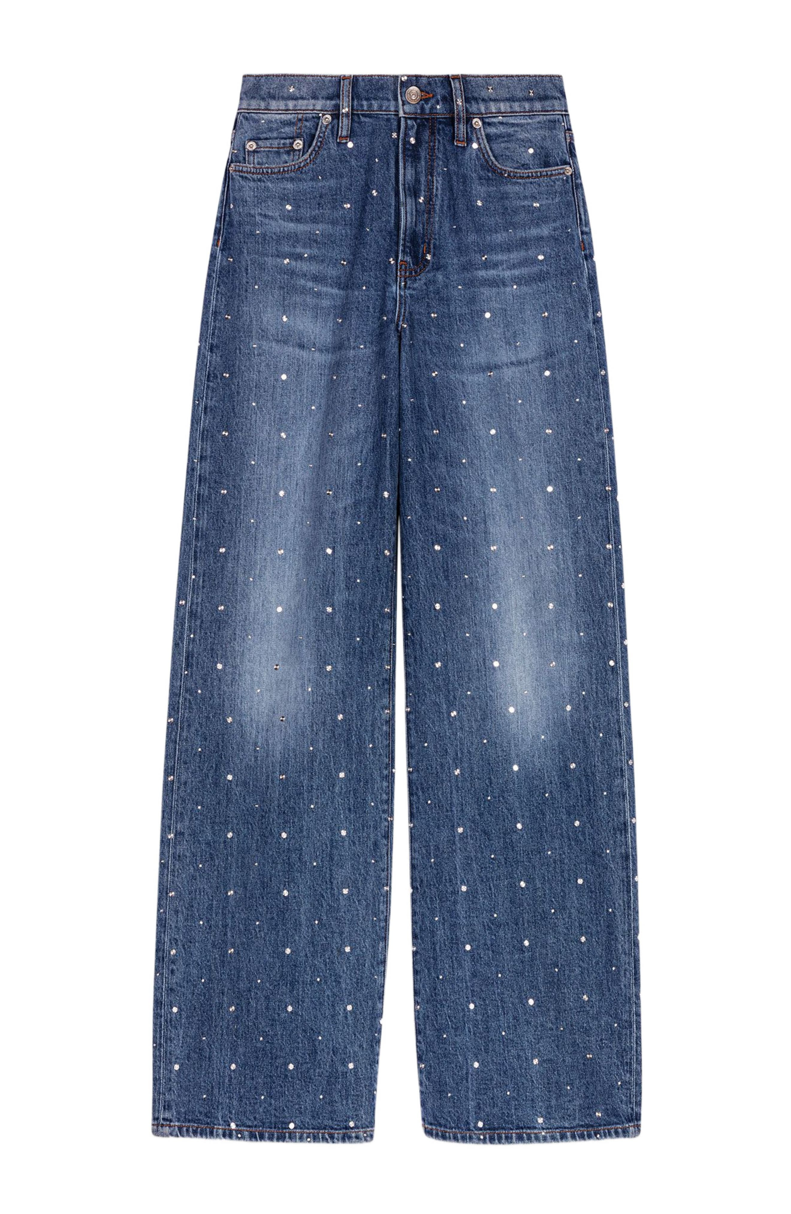 maje Wide-leg denim jeans with studs in Blue at Nordstrom - 8