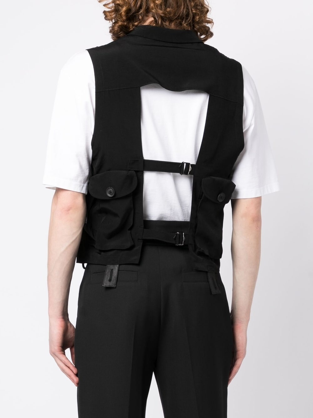 peak-lapel sleeveless vest - 4
