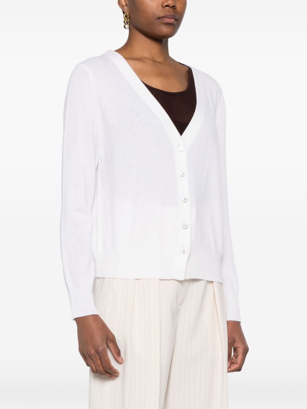 V-neck fine-knit cardigan - 3