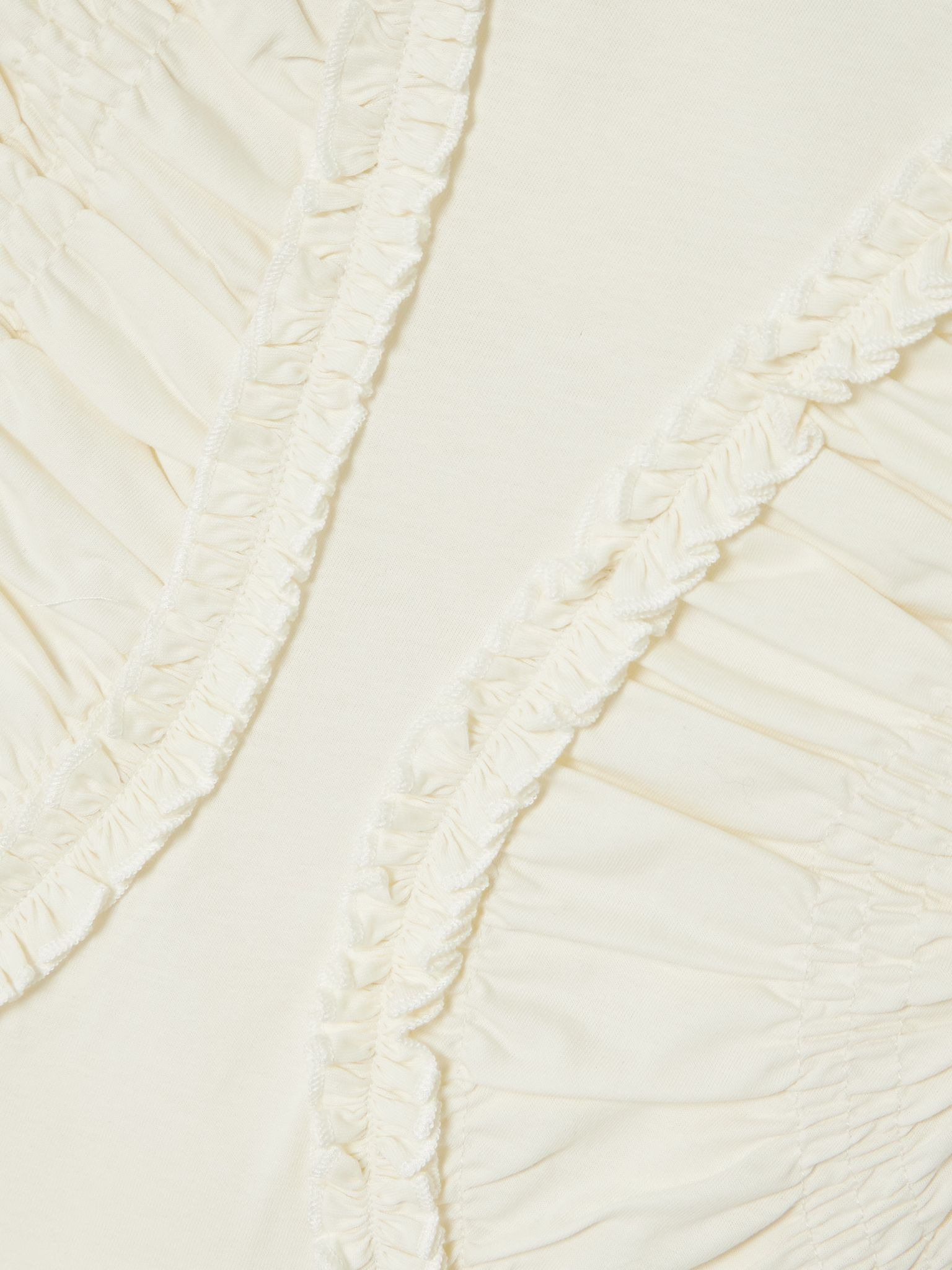 Shiva ruffled ruched organic cotton midi dress White - 4