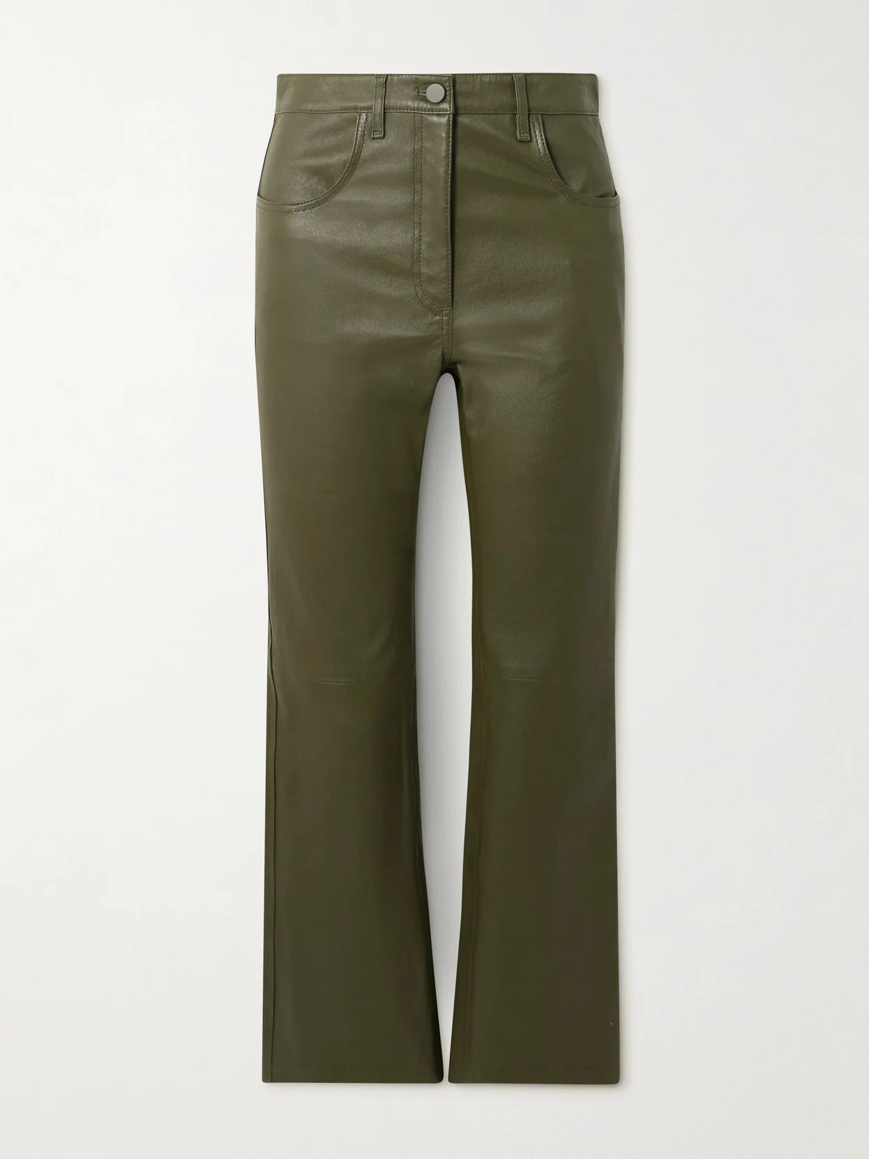 Duke Cropped Leather Flared Pants - 1
