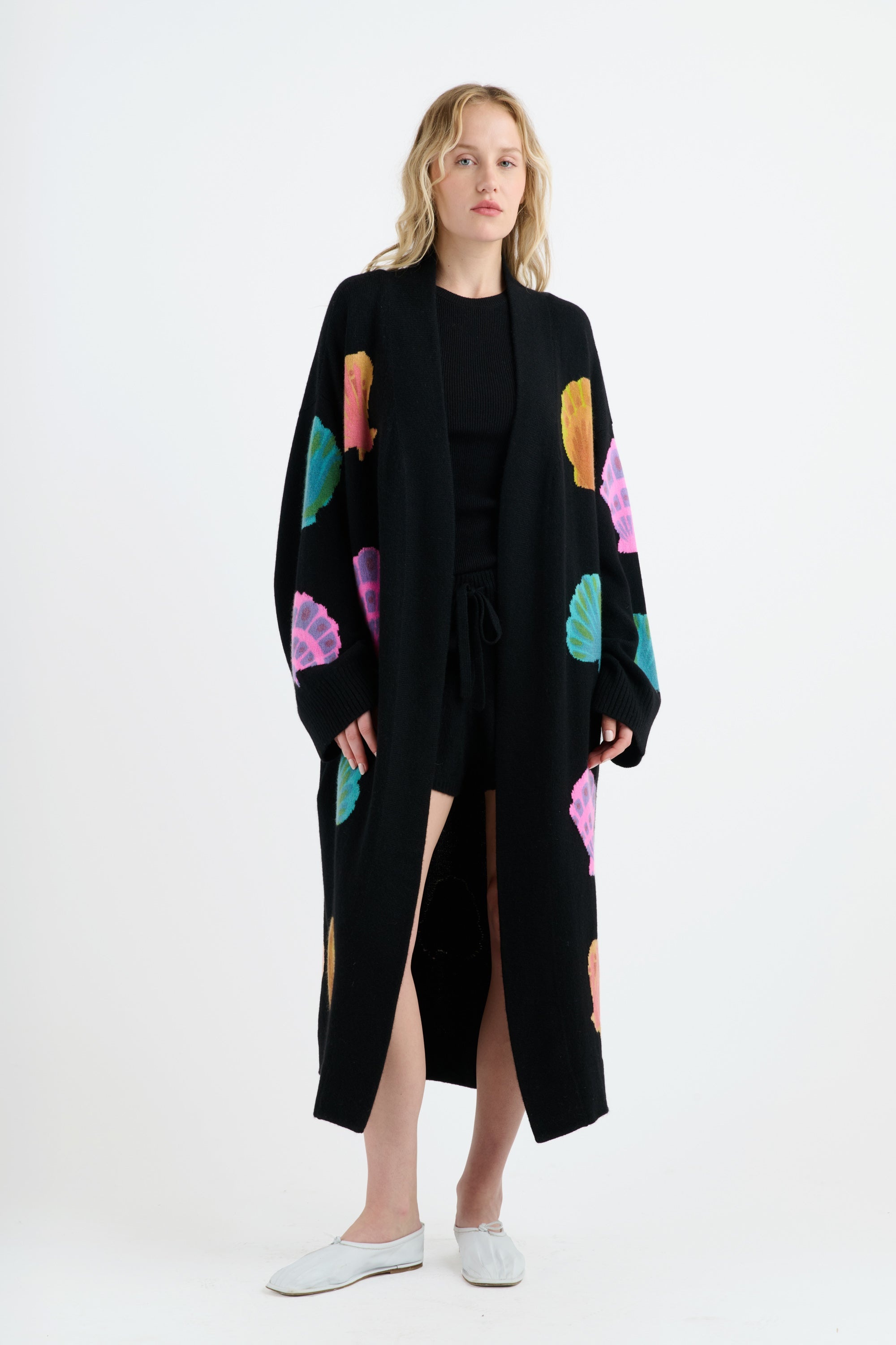 WATERCOLOR SHELL SLOUCHY CARDI - 2