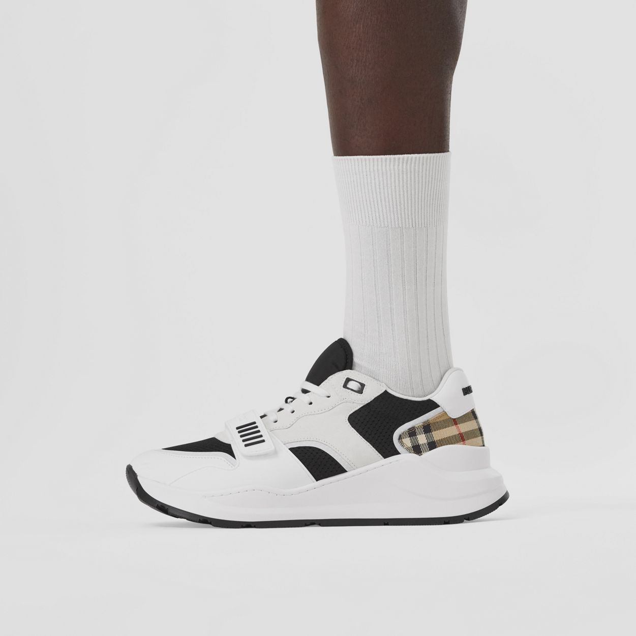 Mesh, Suede and Vintage Check Cotton Sneakers - 3