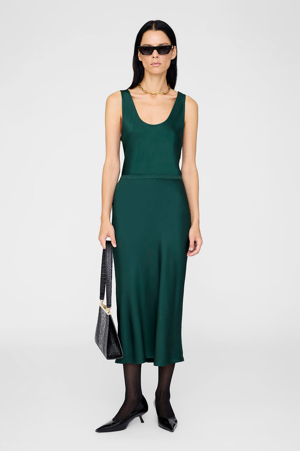 Bar Silk Skirt - Dark Teal - 2