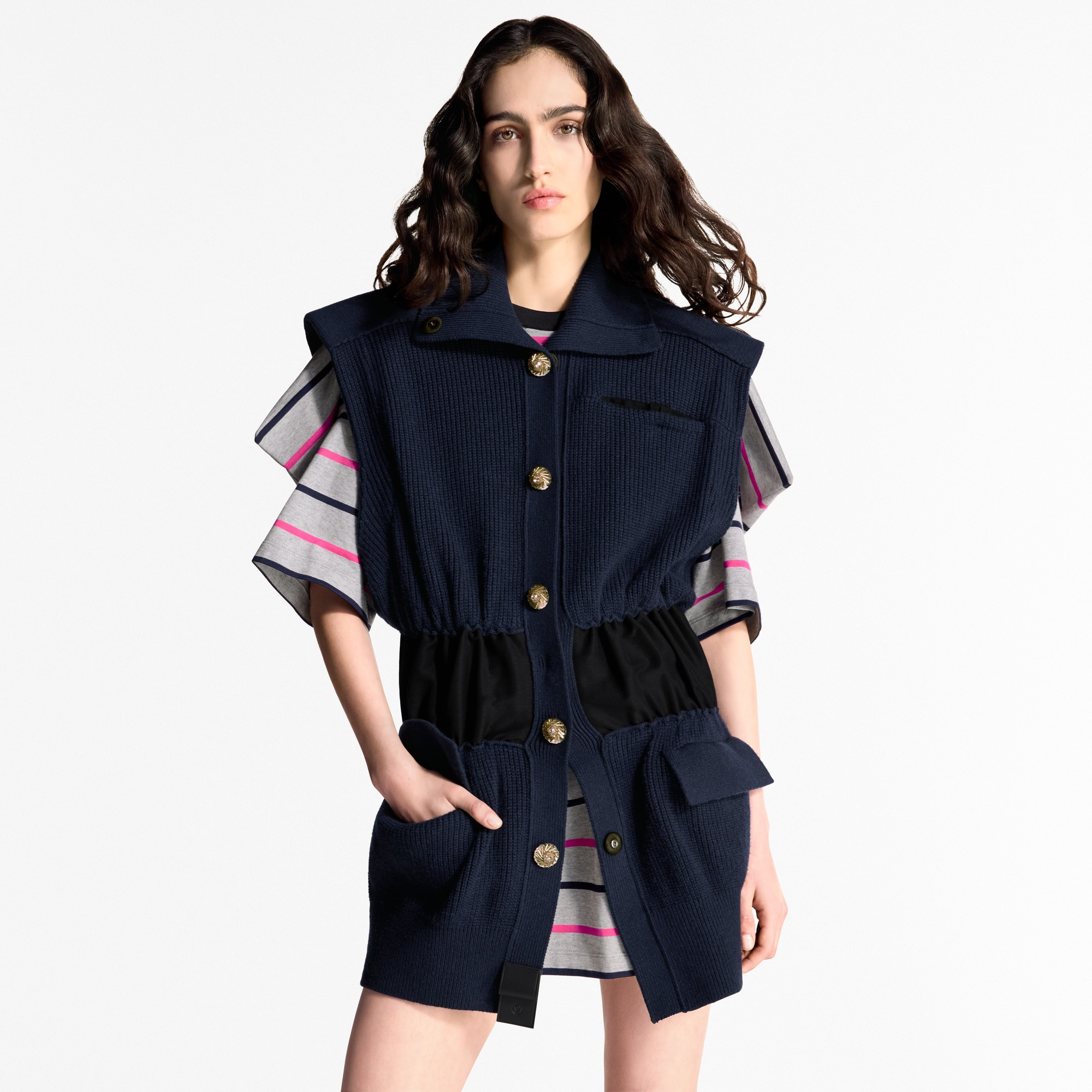 Jewel Button Sleeveless Cardigan - 2