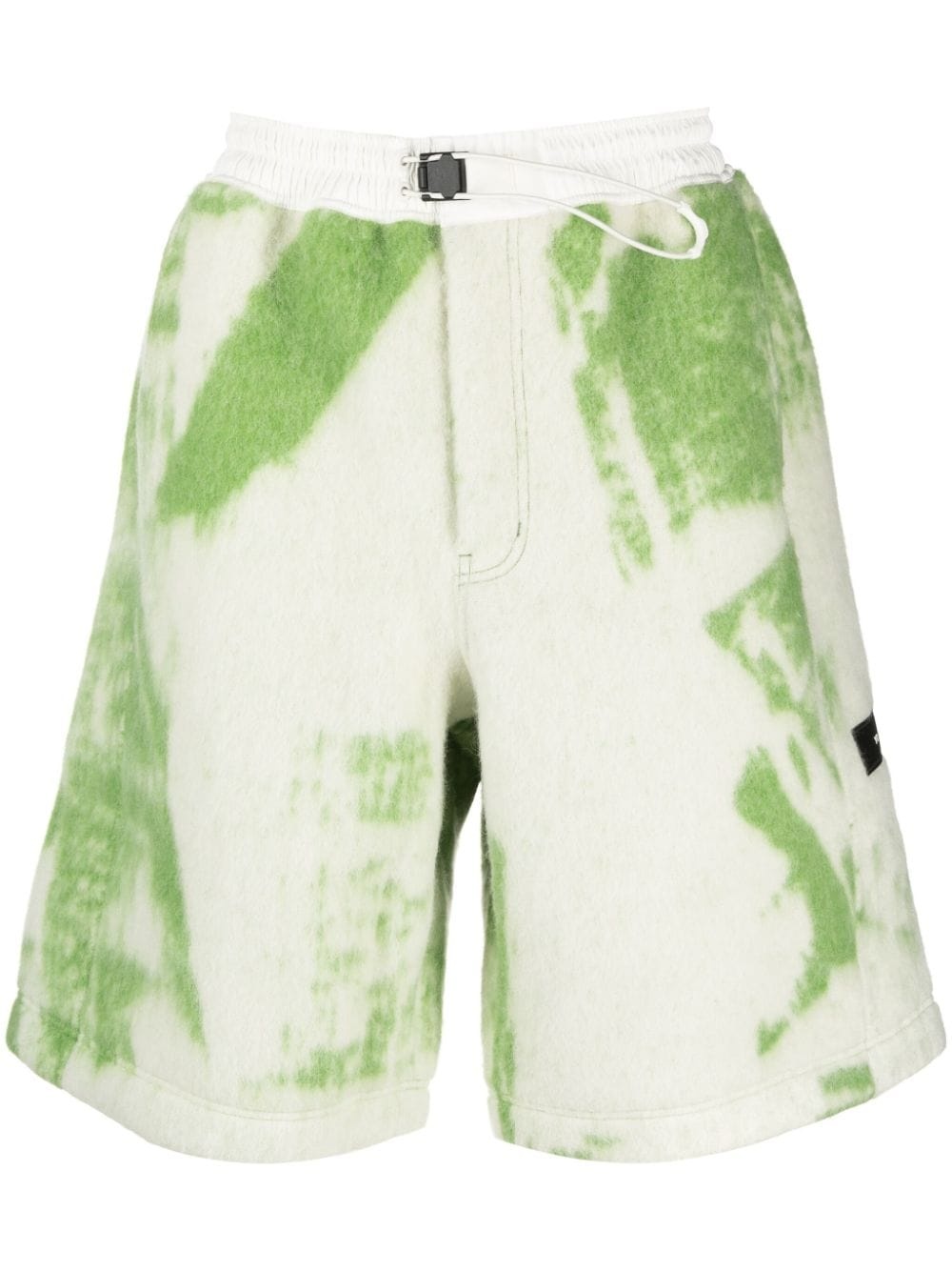 brush-stroke print fleece shorts - 1