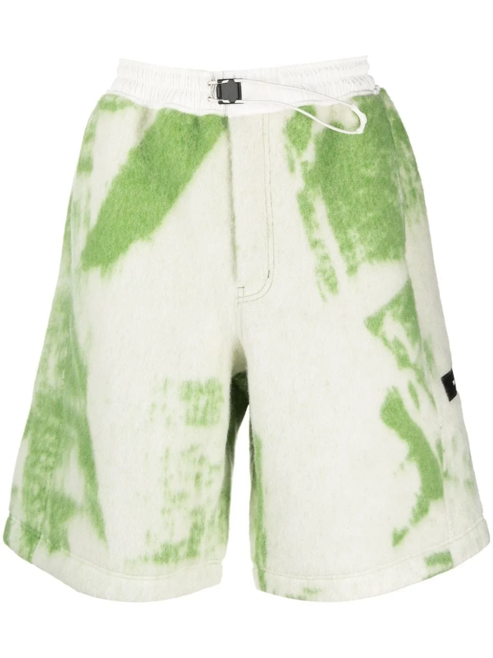 brush-stroke print fleece shorts - 1