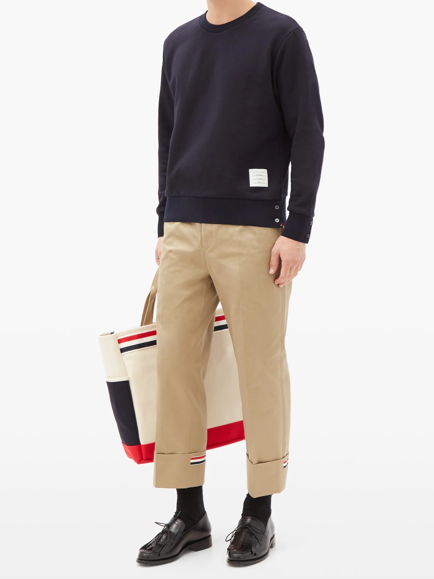 Tricolor-jacquard cotton-jersey sweatshirt - 2