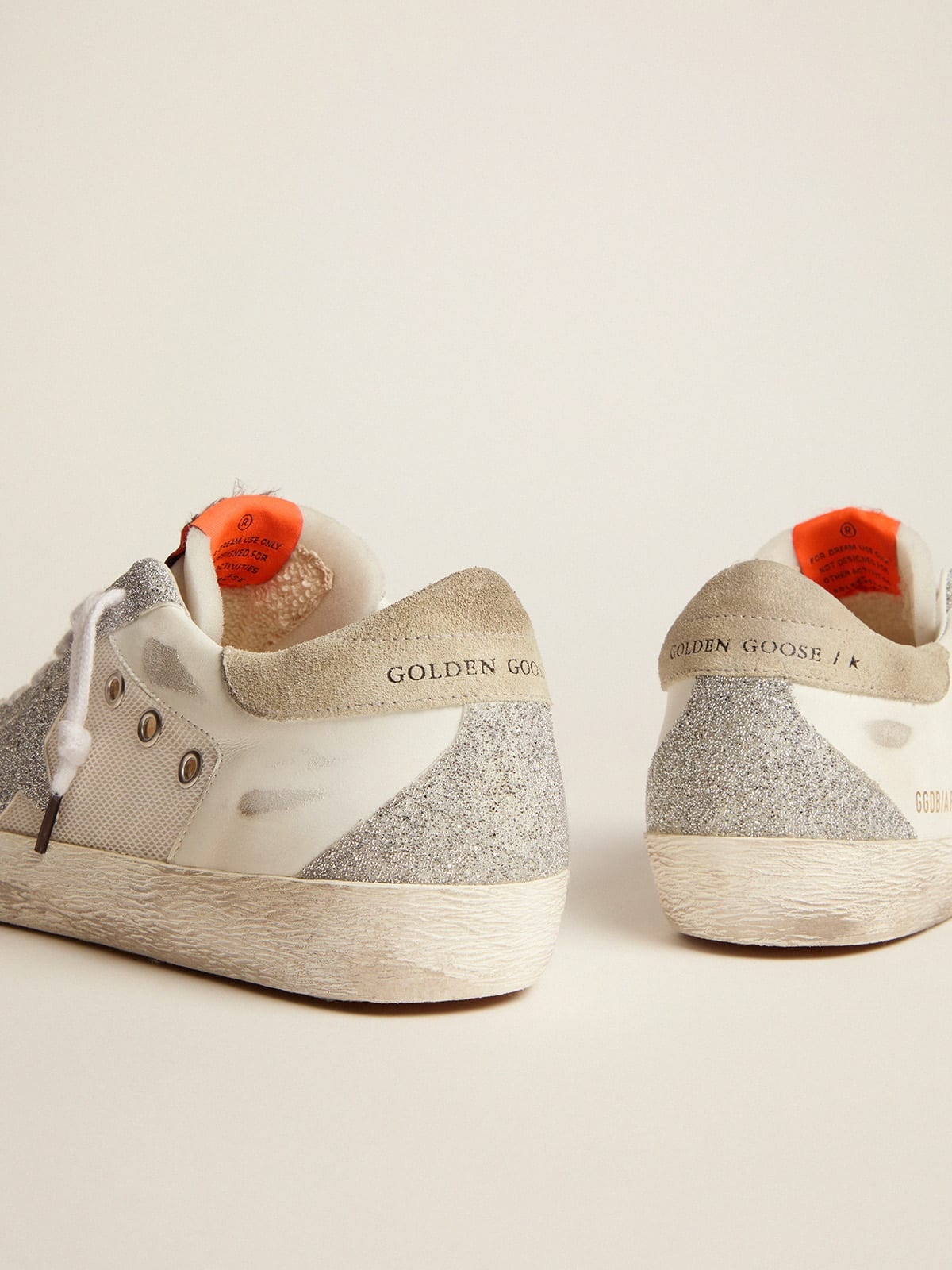 Super-Star LTD sneakers in white leather and mesh with star and inserts in silver micro-crystals - 4
