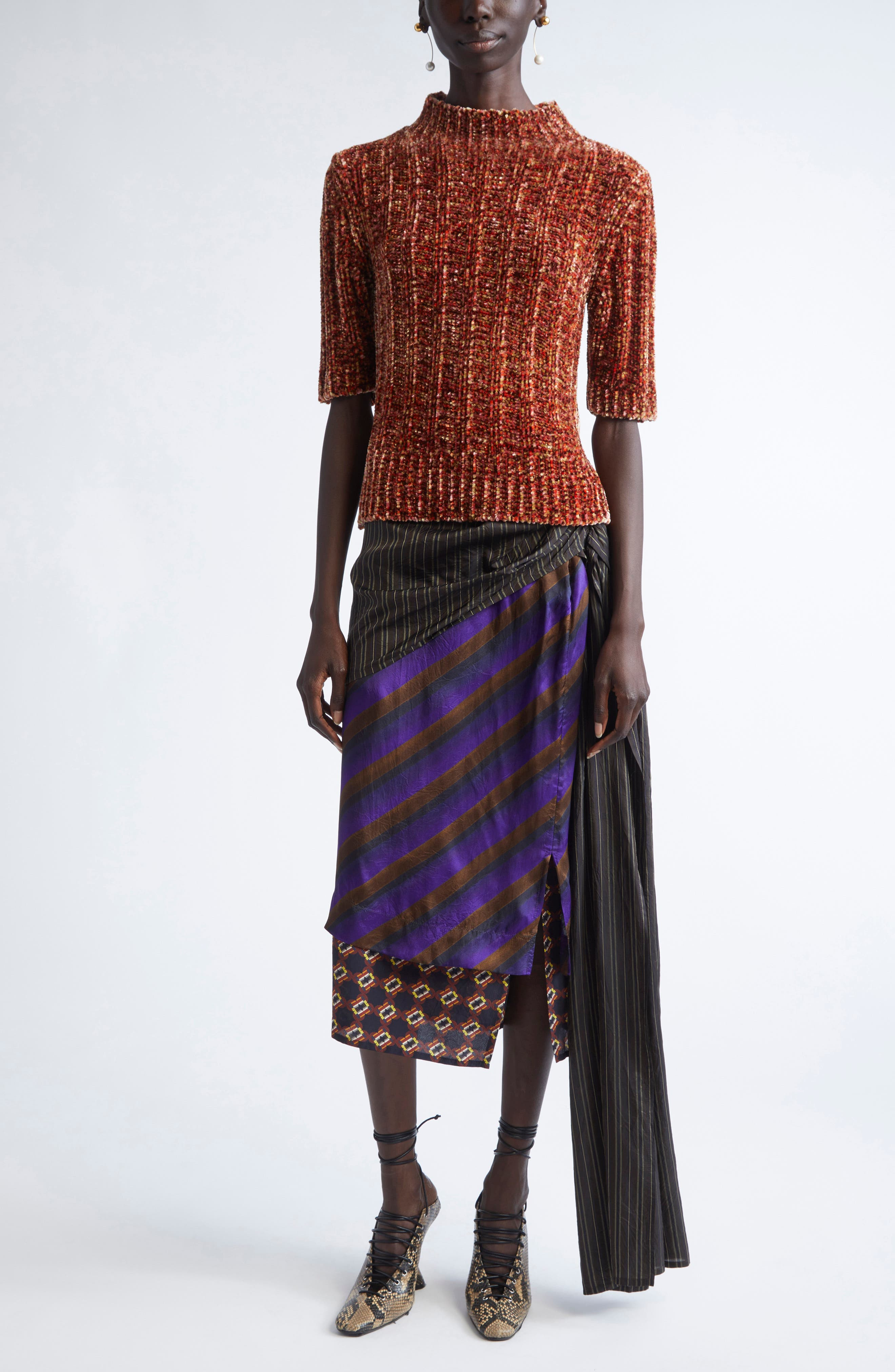 Dries Van Noten Terri Mock Neck Sweater in Peach at Nordstrom - 2