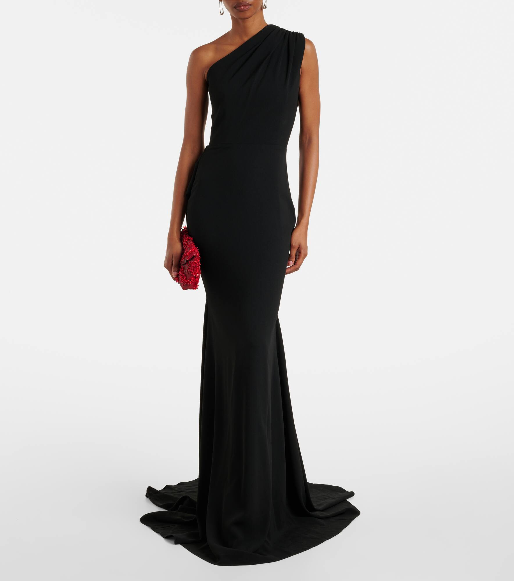 Draped one-shoulder crêpe gown - 2