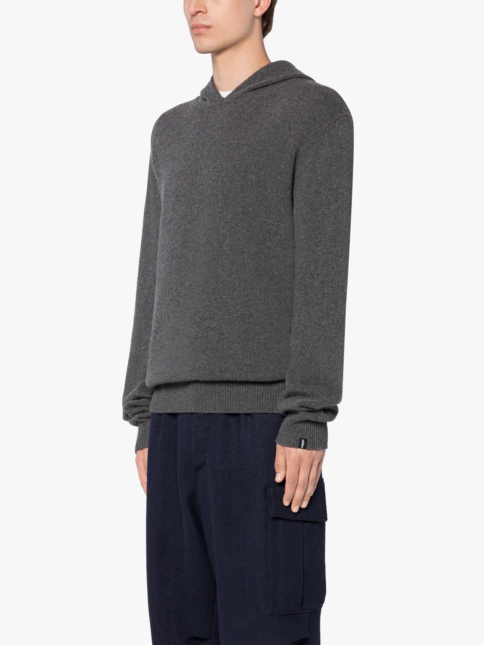 WIVERTON GRAPHITE MERINO WOOL & CASHMERE HOODED SWEATER - 3