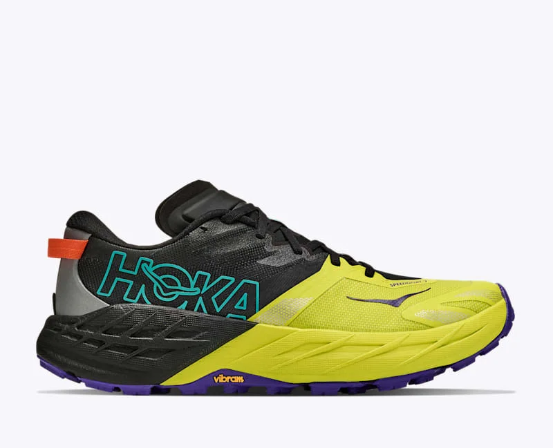 Men's Speedgoat 7 Shoes in Black/Hoka Citrus - 1
