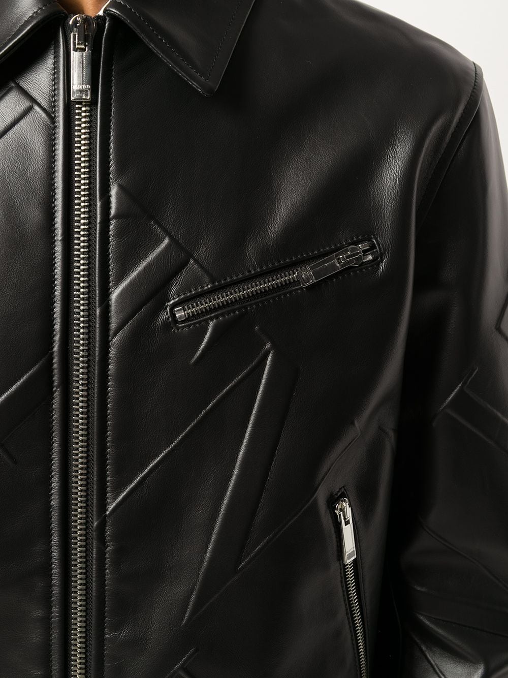 VLTN-logo leather jacket - 5