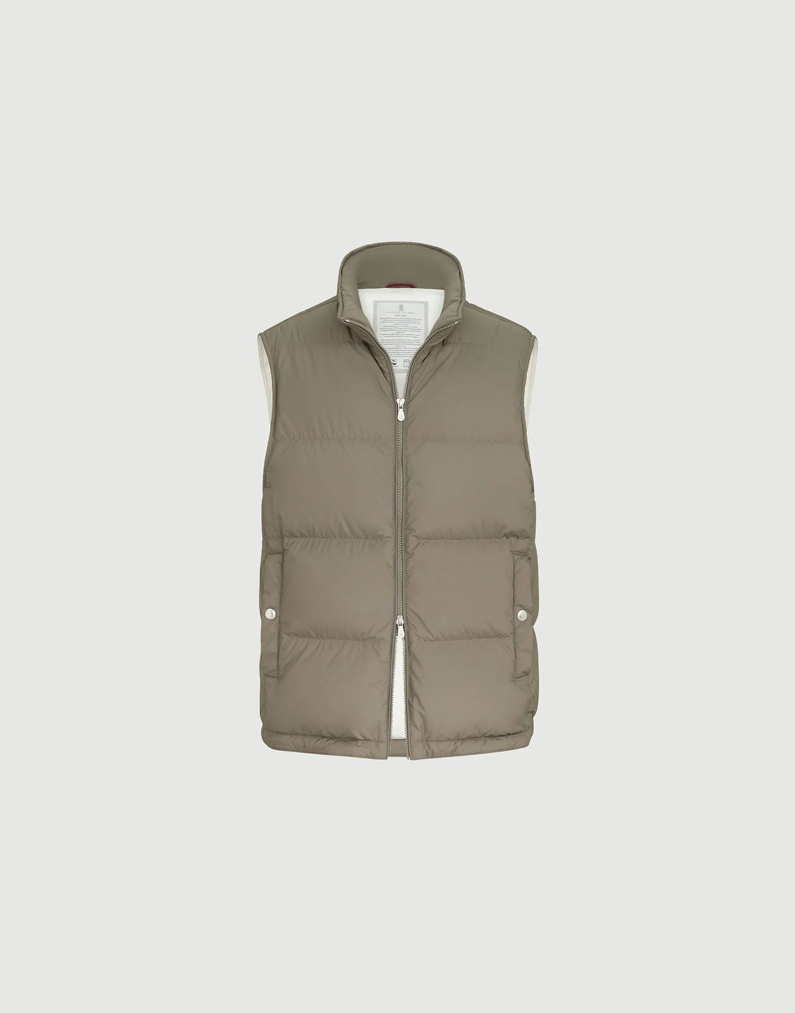 Lightweight techno fabric down vest with packable hood - 1