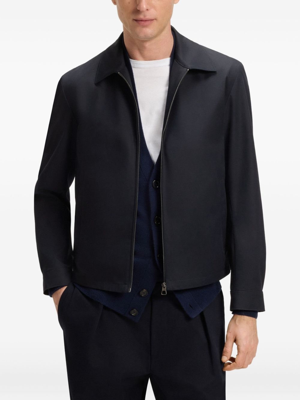 x David Beckham classic-collar zip jacket - 3