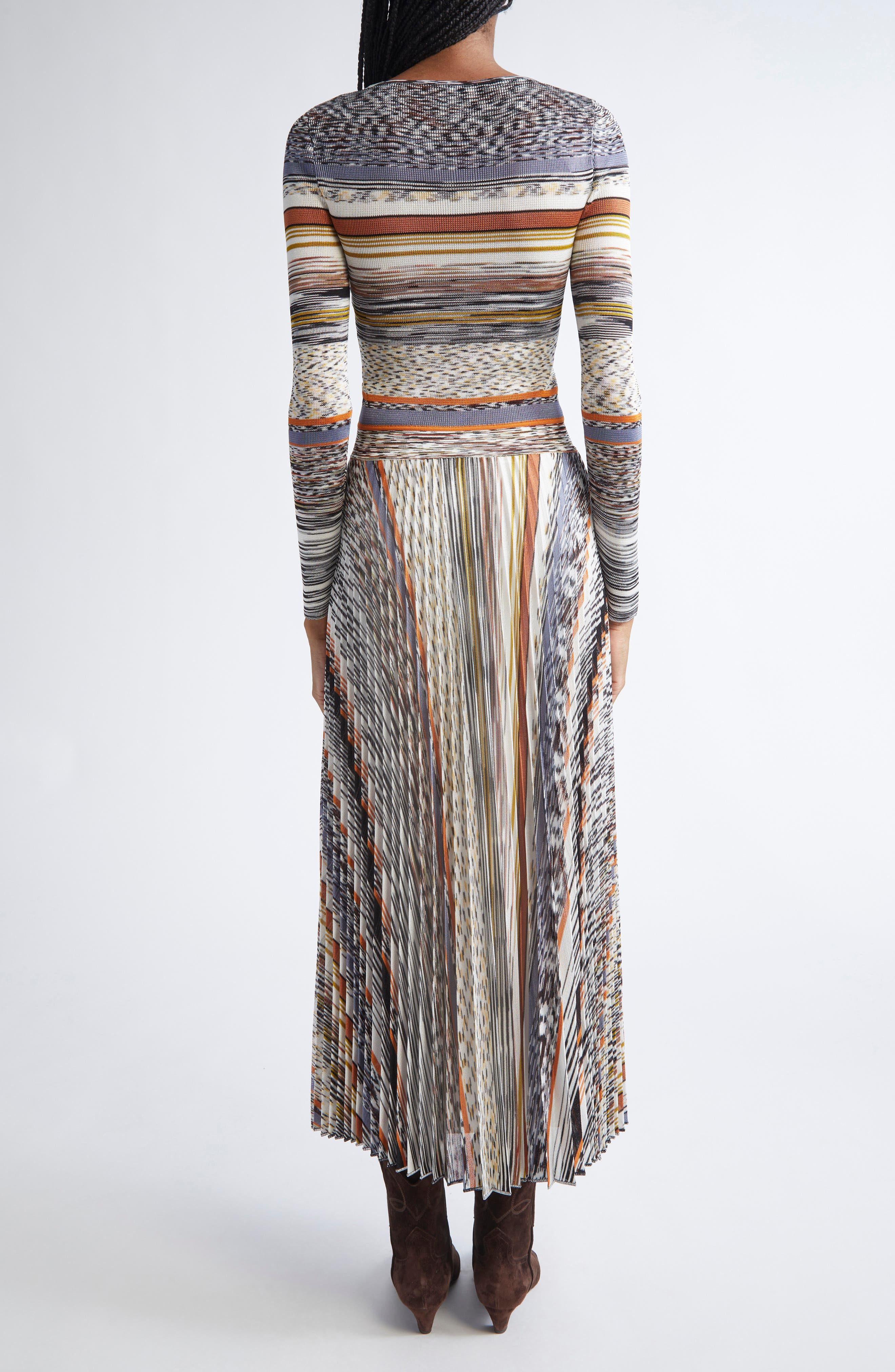 Missoni Pleated Long Sleeve Knit Dress in Ivory Multicolor Tones at Nordstrom - 2