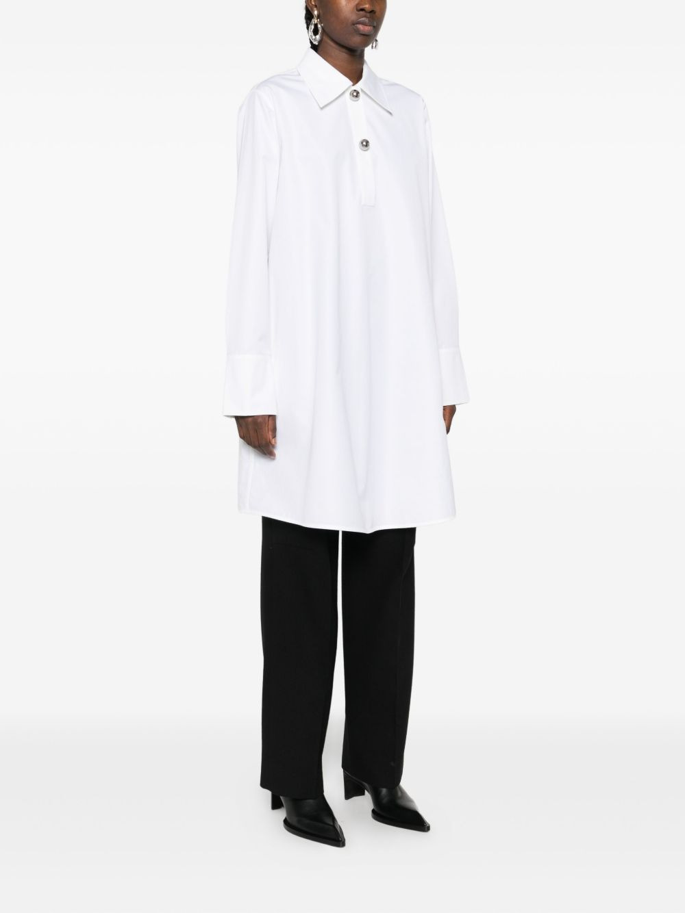 button-fastening organic-cotton shirt dress - 3