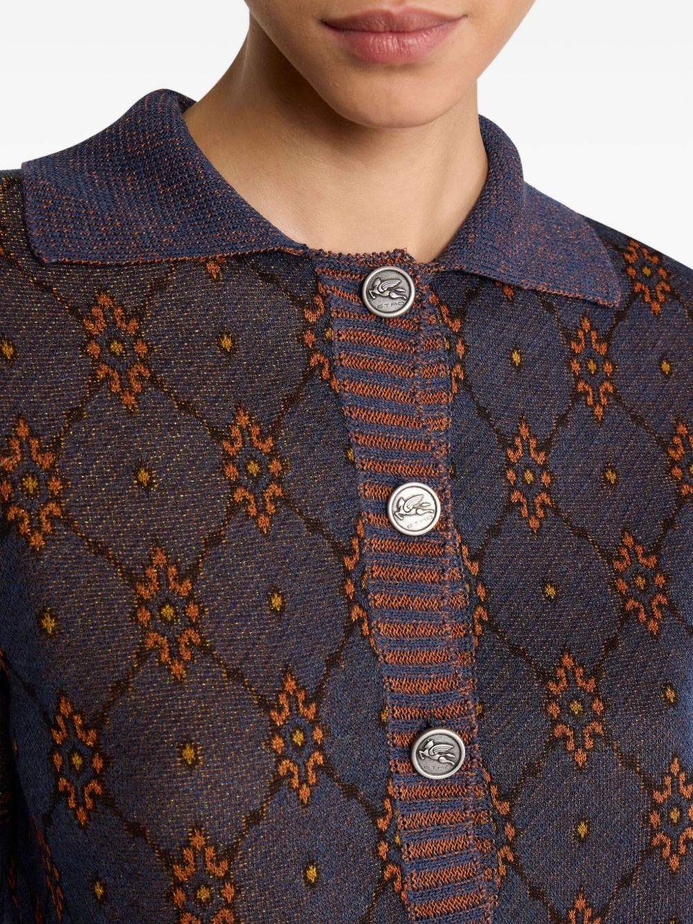 polo-neck patterned cardigan - 5