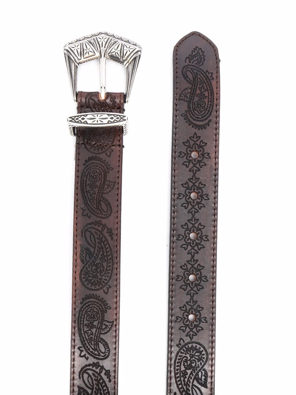 paisley-print leather belt - 2