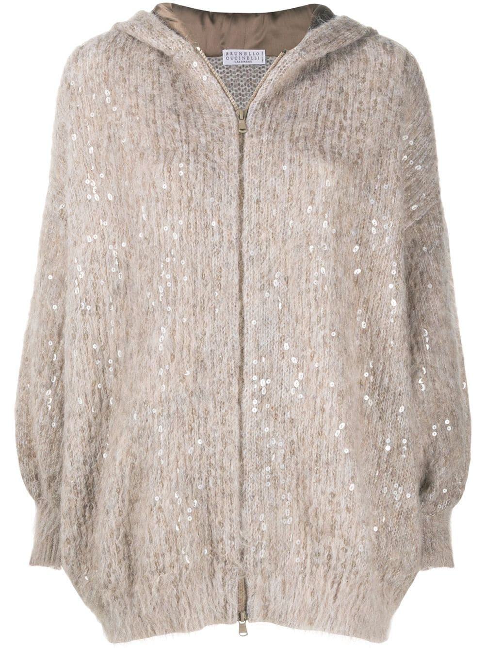 mohair sequin-embellished hoodie - 1