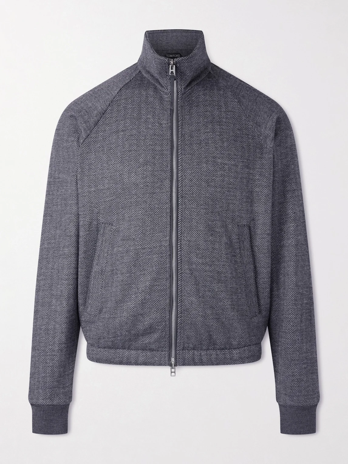 Herringbone Cotton, Wool and Silk-Blend Jacket - 1
