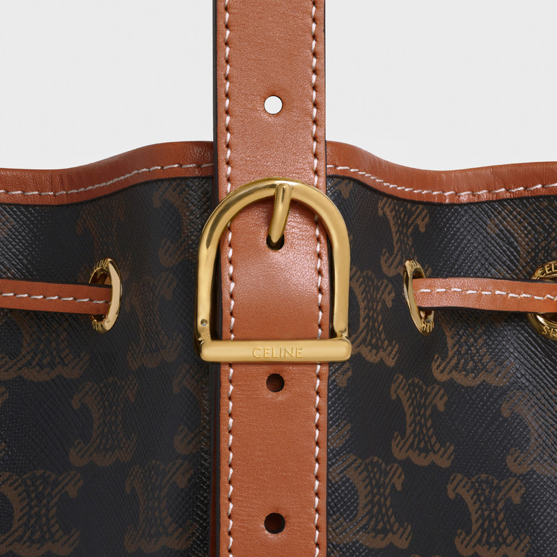 Small Drawstring bag in Triomphe Canvas and calfskin 4