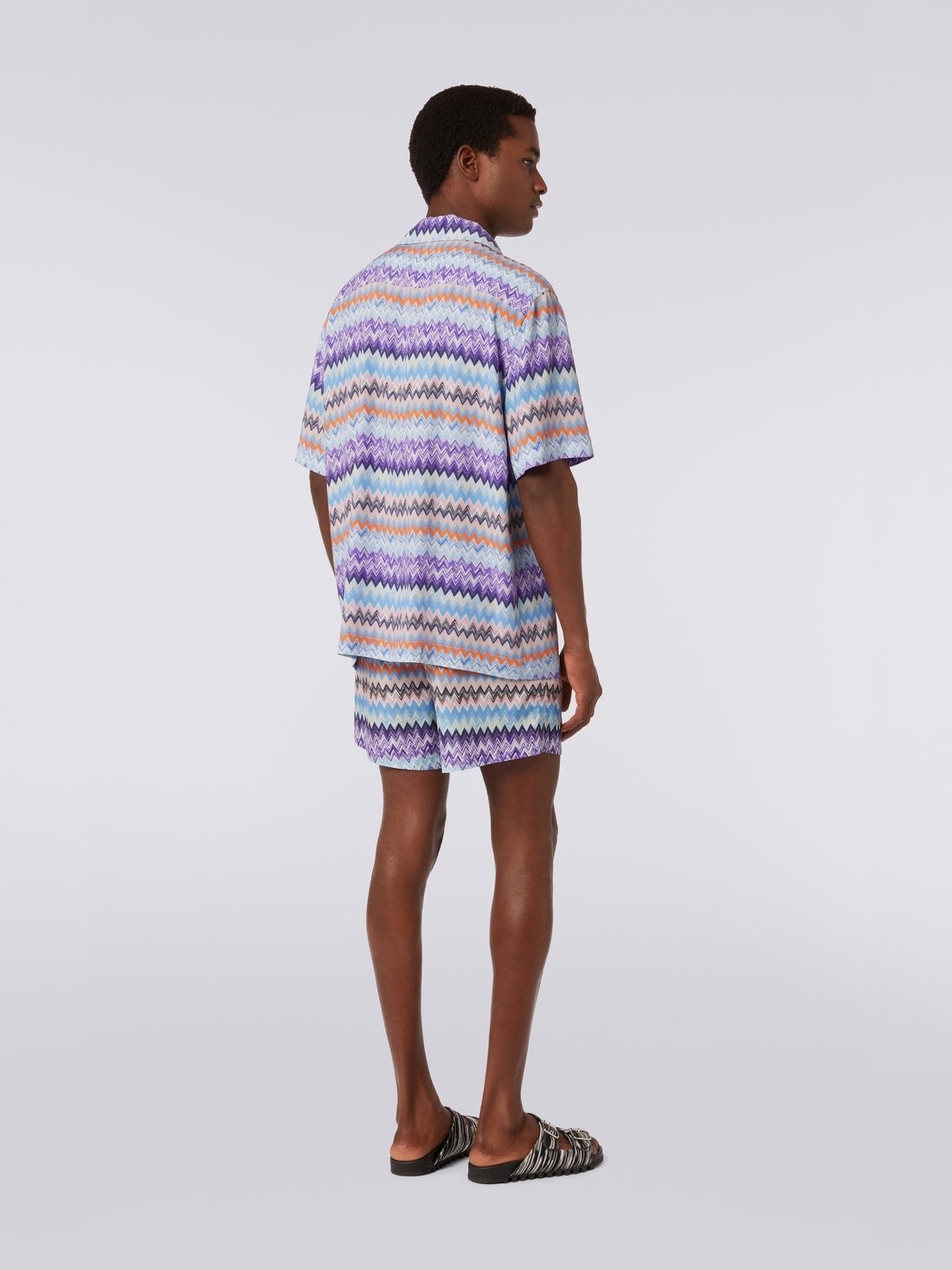 Short-sleeved chevron viscose bowling shirt - 4