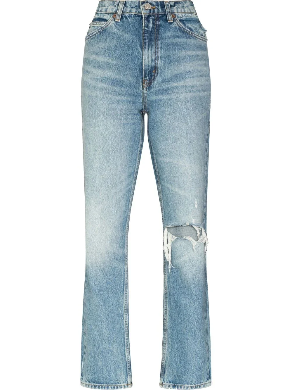 '70s ripped-knee straight-leg jeans - 1