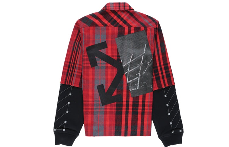 Off-White Jersey Sleeve Checked Shirt 'Red Black' OMGA083E19E230102010 - 2