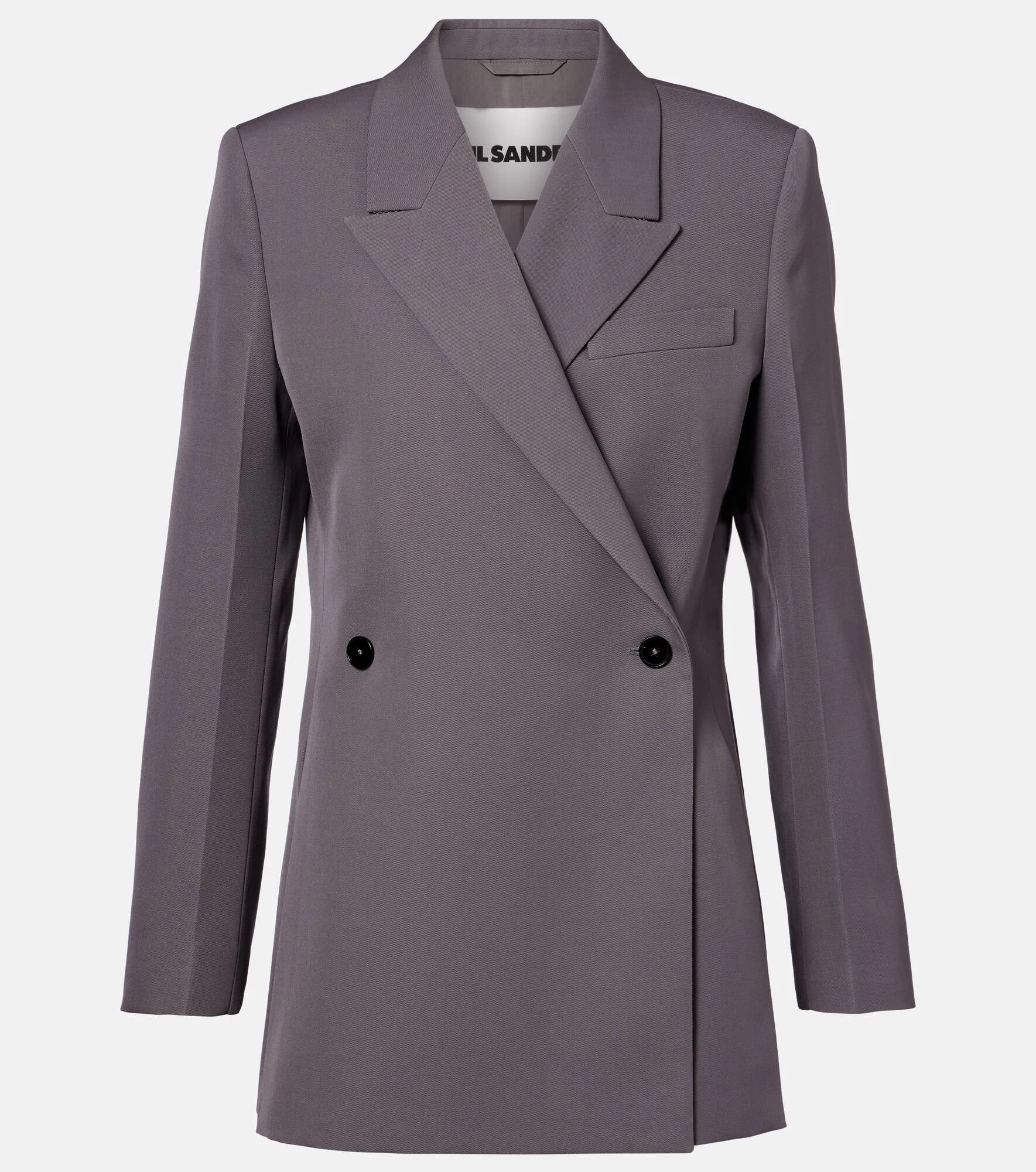 Double-breasted wool gabardine blazer - 1