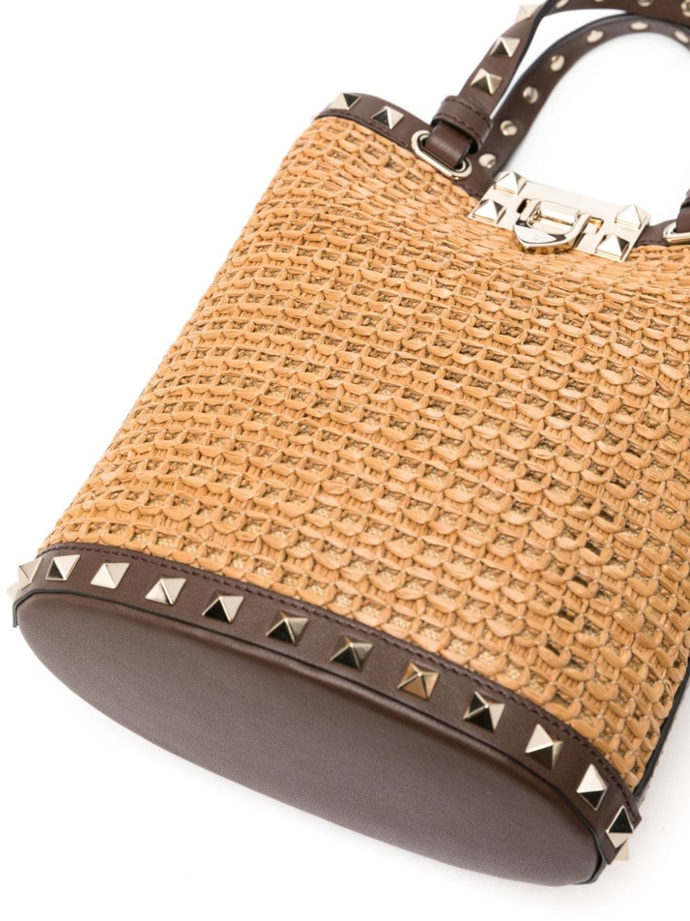 mini Rockstud raffia shoulder bag - 3