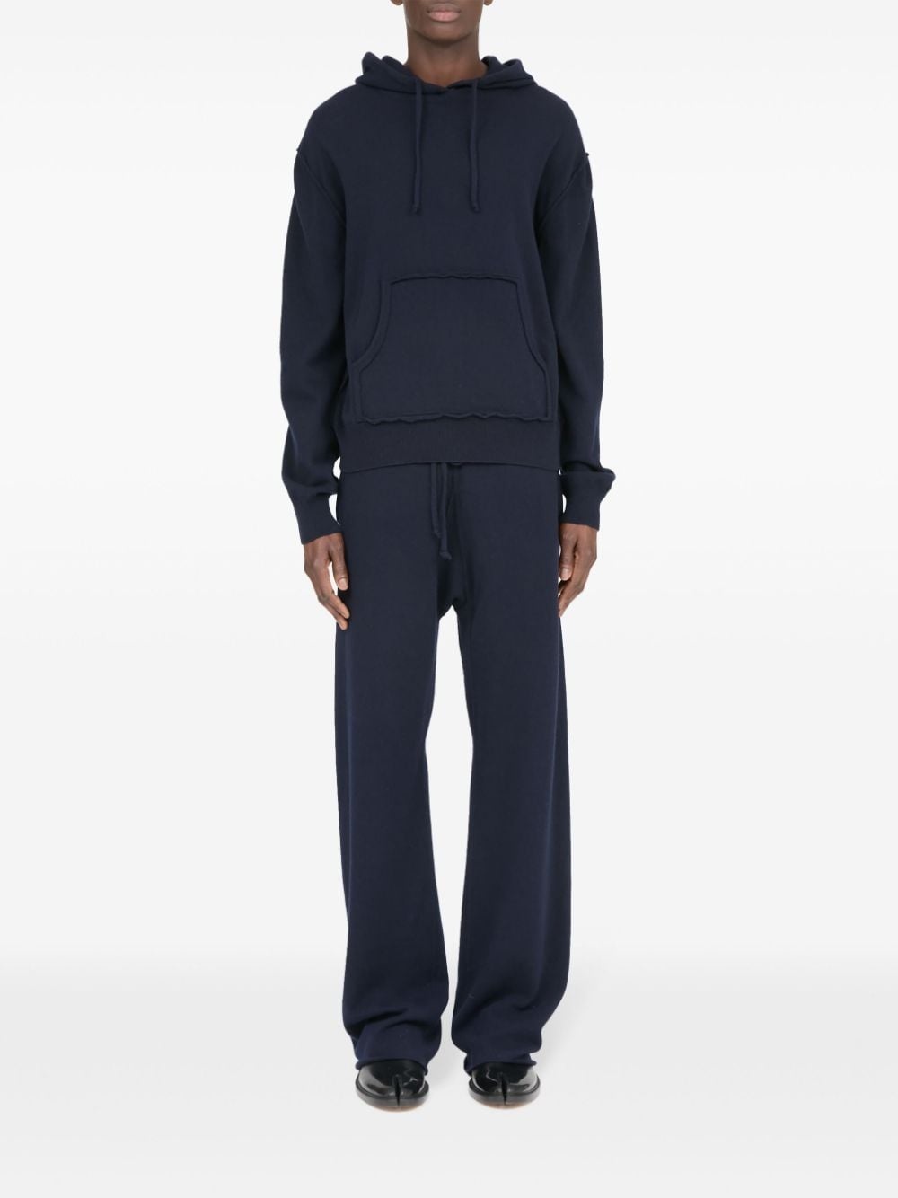 pouch-pocket kntited hoodie - 2