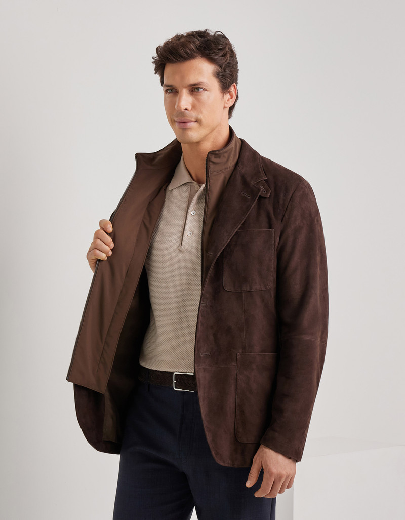 NAVY BLUE TRICOT-EFFECT COTTON JERSEY JACKET 140