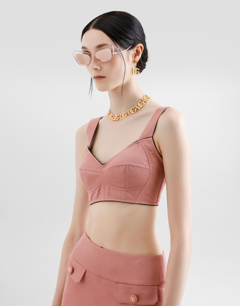 Quilted jacquard bralette top with DG logo 5