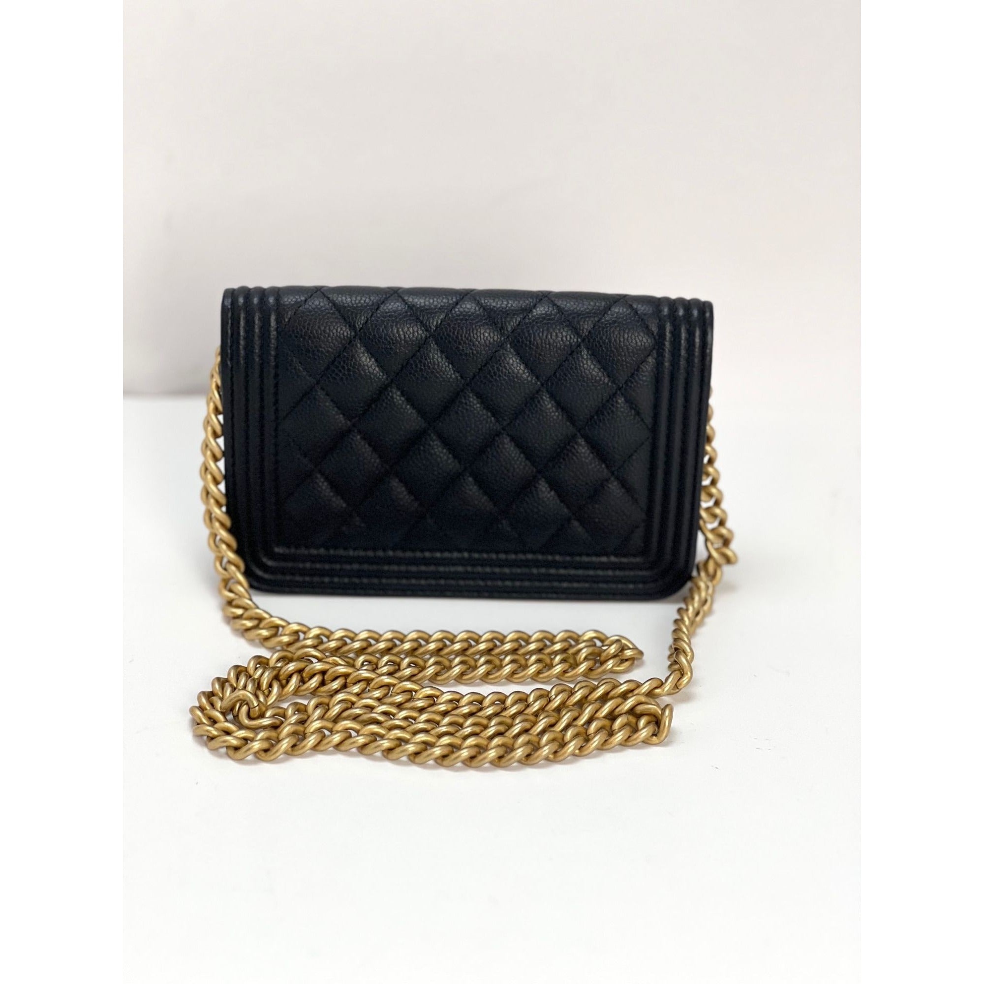 Chanel Caviar Quilted Mini Boy Clutch Wallet on a Chain Black - 2