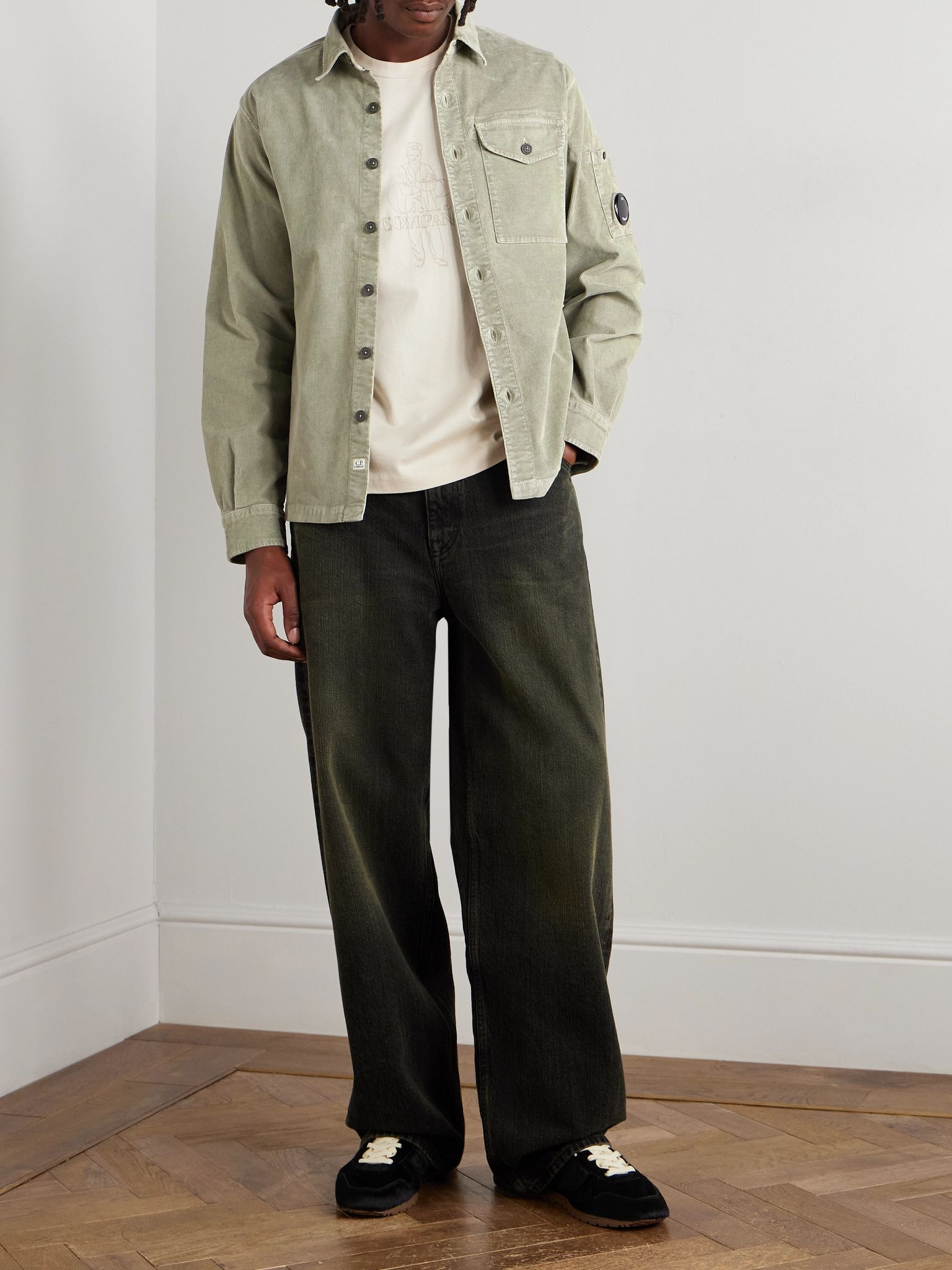 Logo-Appliquéd Cotton-Blend Corduroy Overshirt Gray - 2