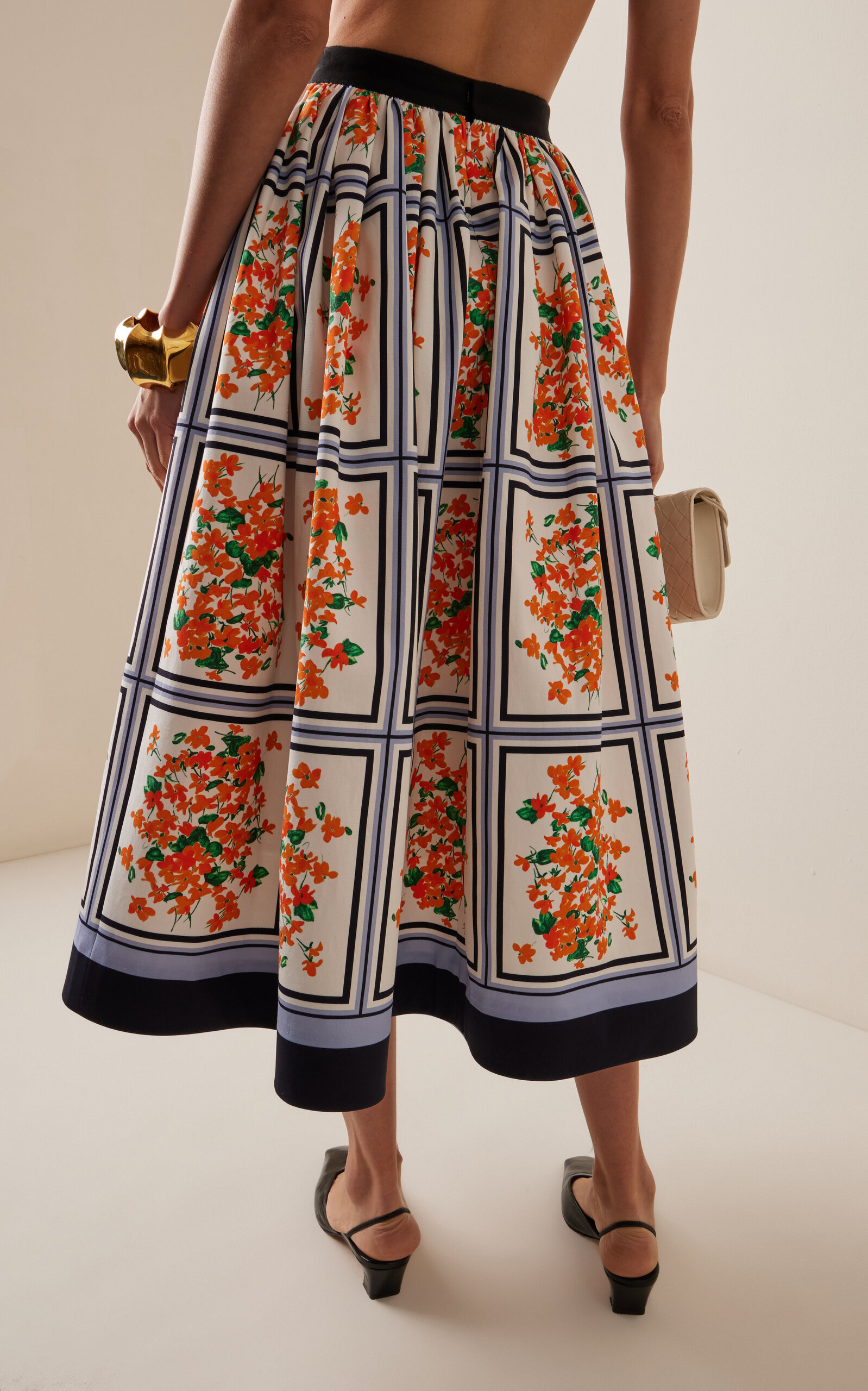 Cotton Faille Midi Skirt multi - 4