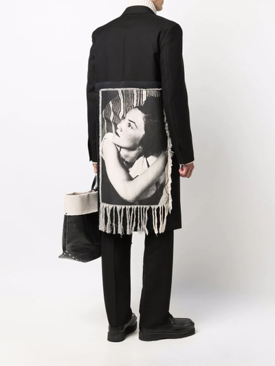 Jil Sander photographic-print fringed single-breasted coat outlook