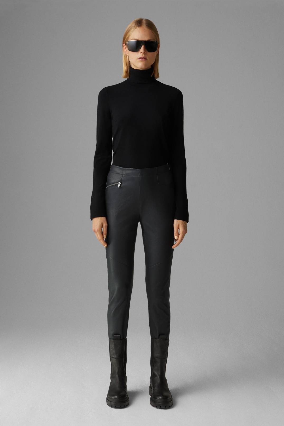 JUMI LEATHER STIRRUP TROUSERS IN BLACK - 4
