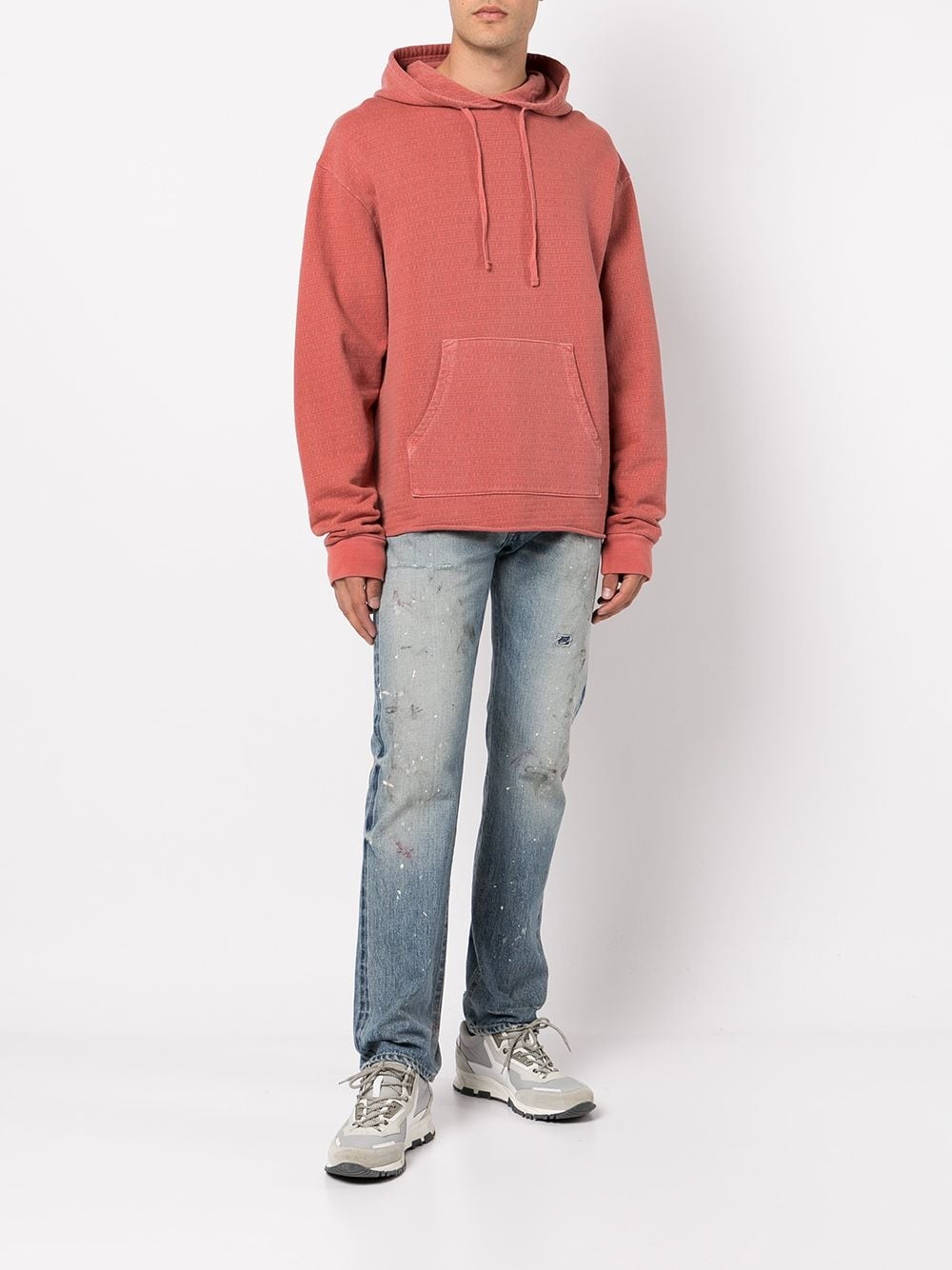 raw edge jacquard Terry hoodie - 2