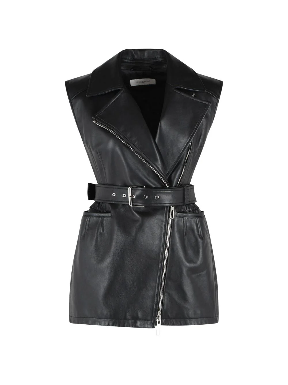 belted sleeveless jacket - 1